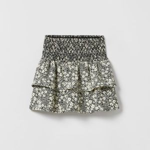 NWT Zara 13-14Y floral textured skort with smocking and ruffles